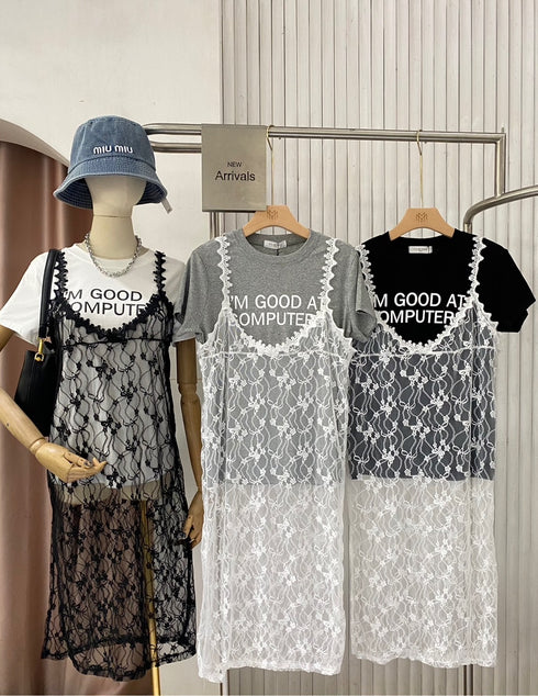 Summer Stylist T-Shirts  With Lacey Dresses